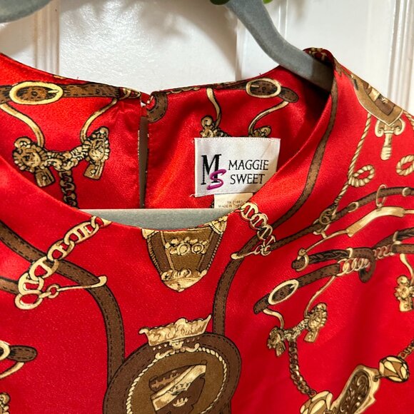 Maggie Sweet Vintage Red Equestrian Blouse-Size Medium - Picture 2 of 4